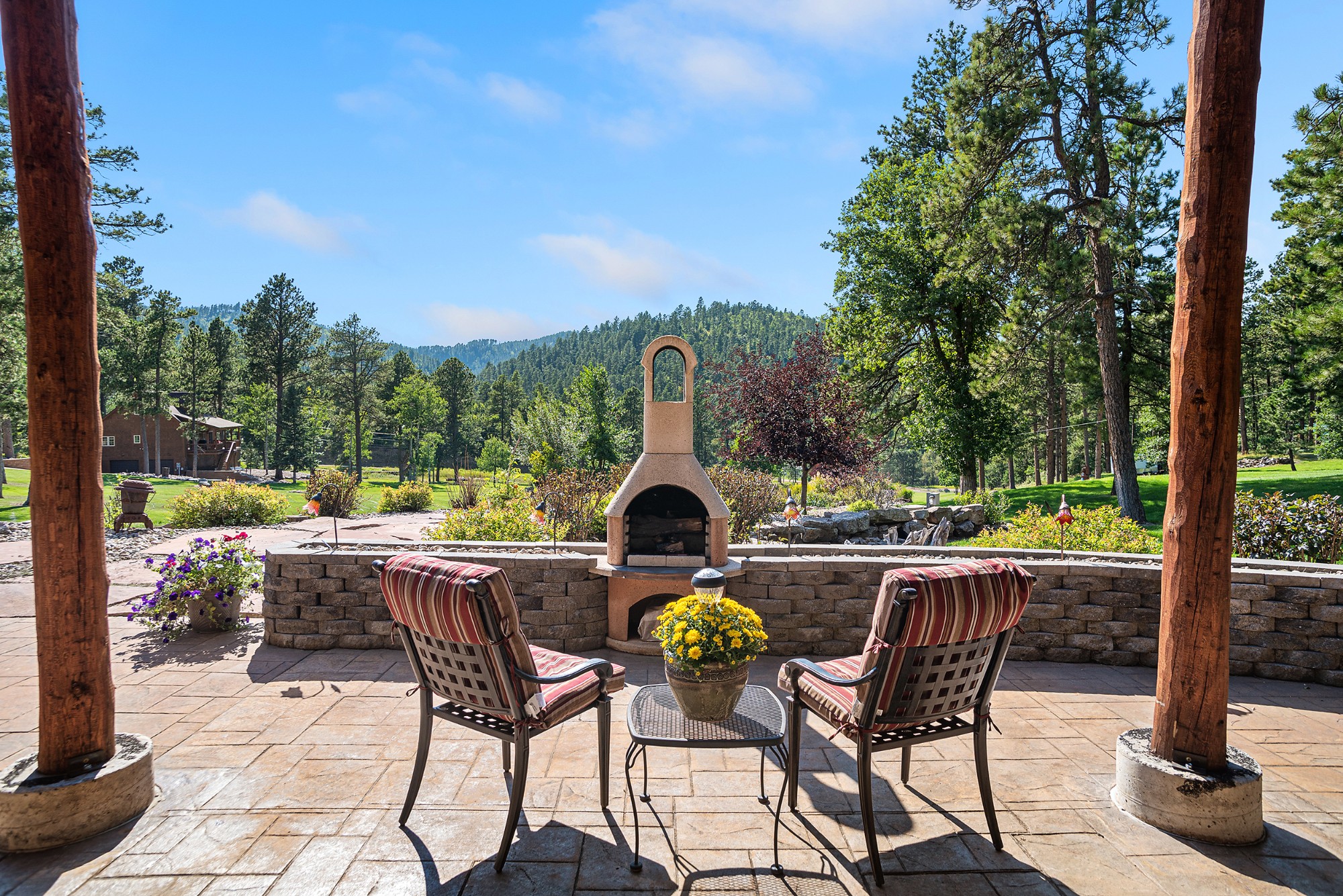 mountain patio outdoor fireplace