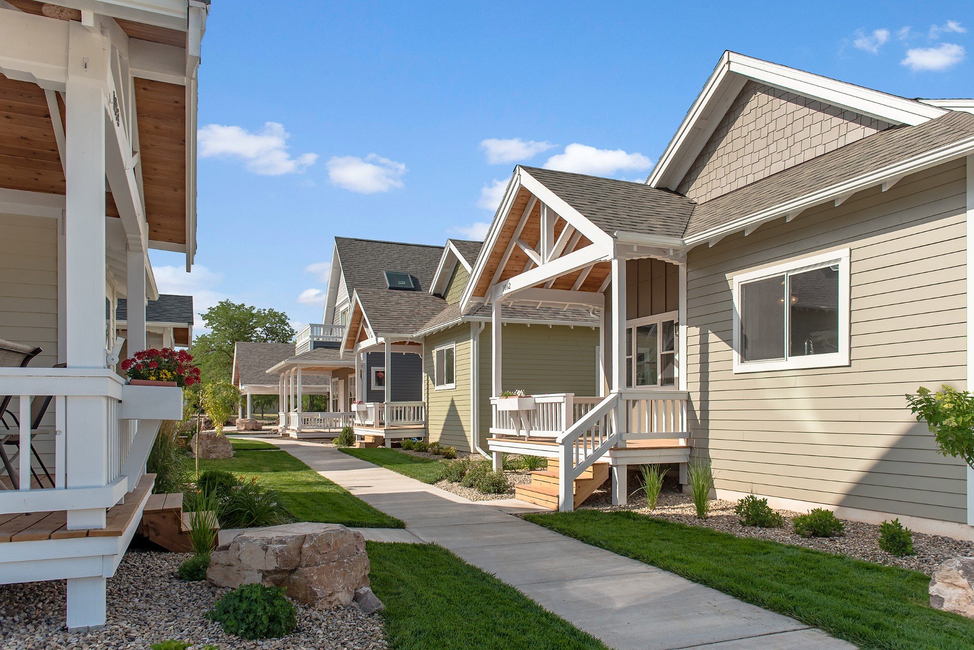 suburban neighborhood row houses