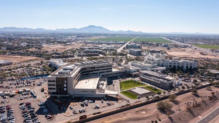 Aerial view of downtown Gilbert, Arizona, USA.
