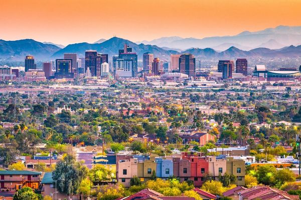 Phoenix, Arizona, USA downtown cityscape at dusk