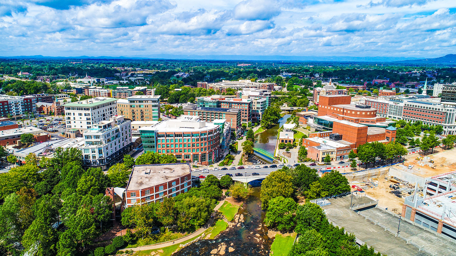 Drone,Aerial,Of,River,Place,And,Reedy,River,In,Greenville,