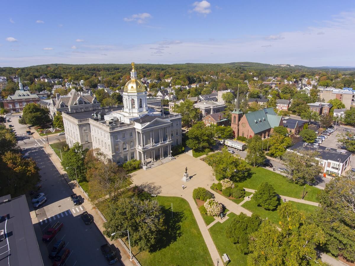 New Hampshire State House aerial view