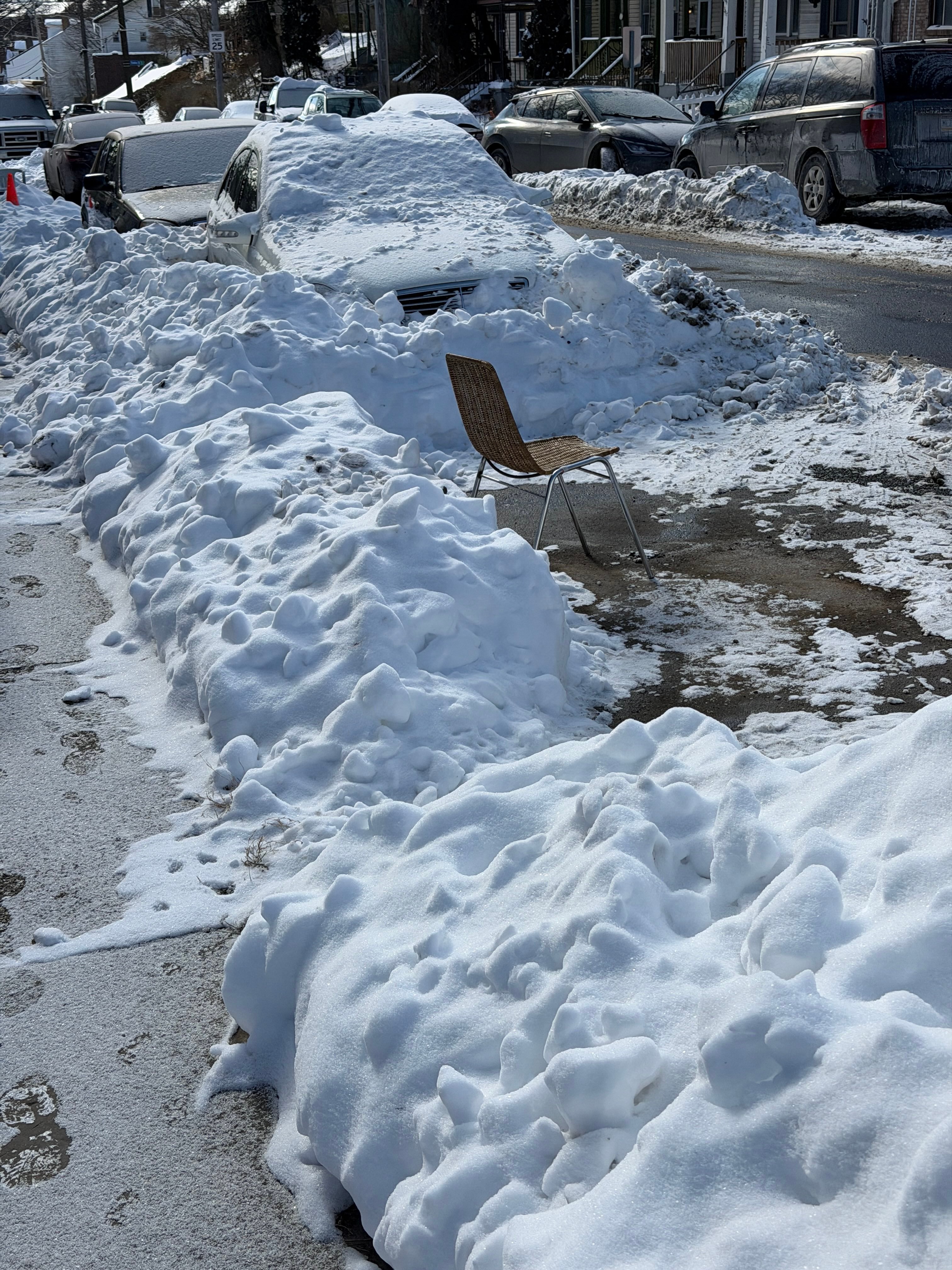 Pittsburgh parking chair saving a street space
