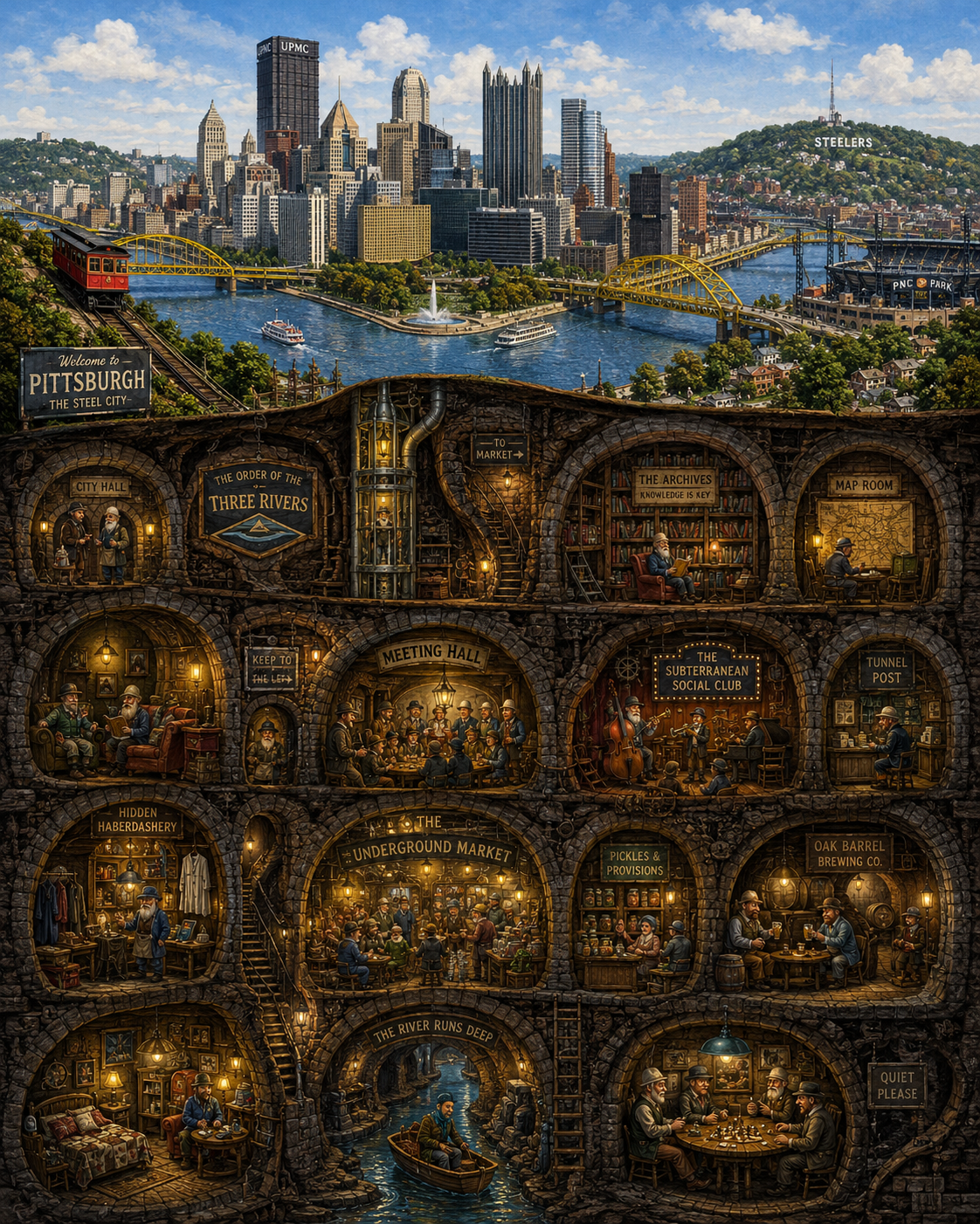 tunnels underneath Downtown Pittsburgh