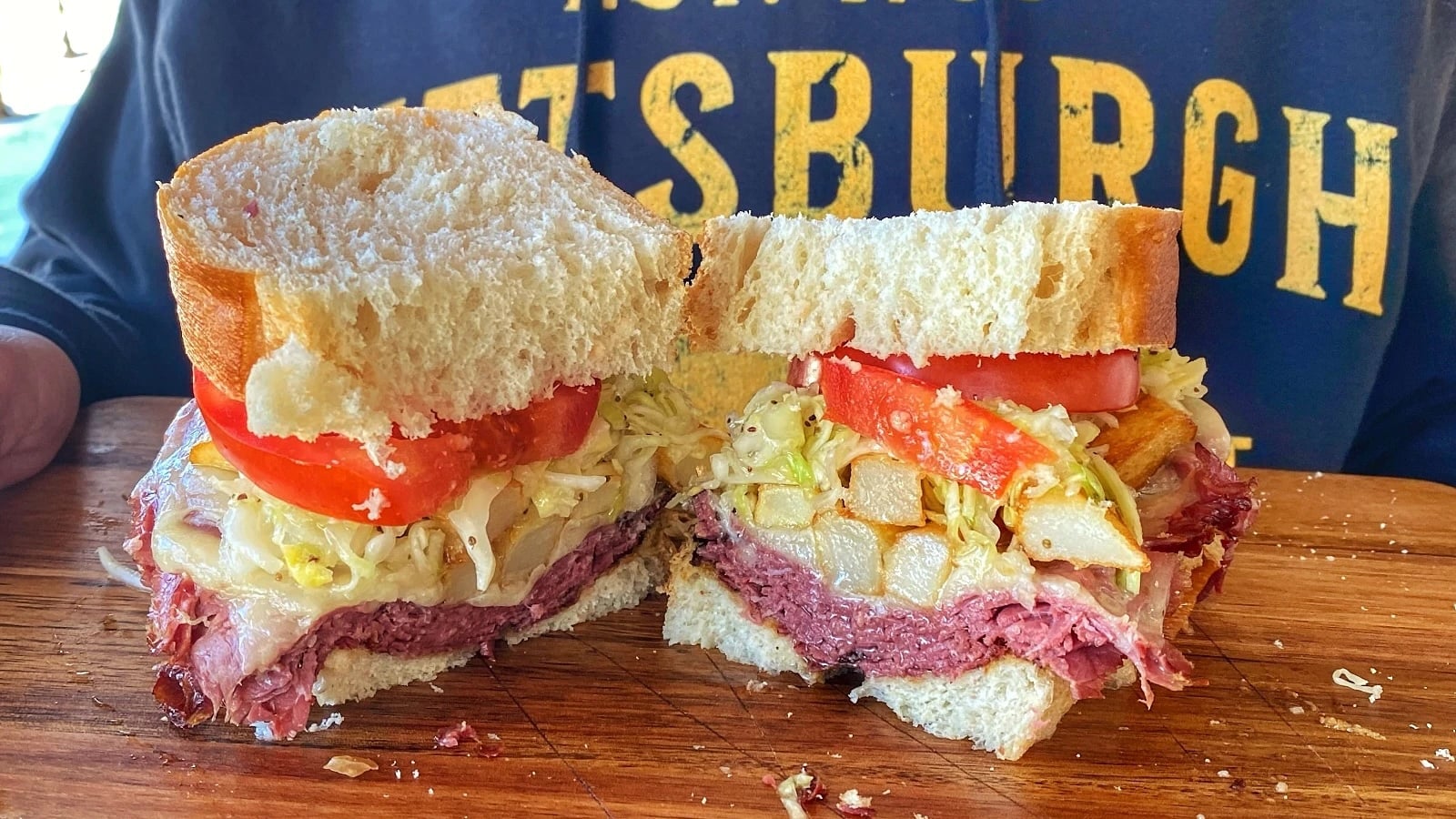 A Pittsburgh-style Primanti sandwich