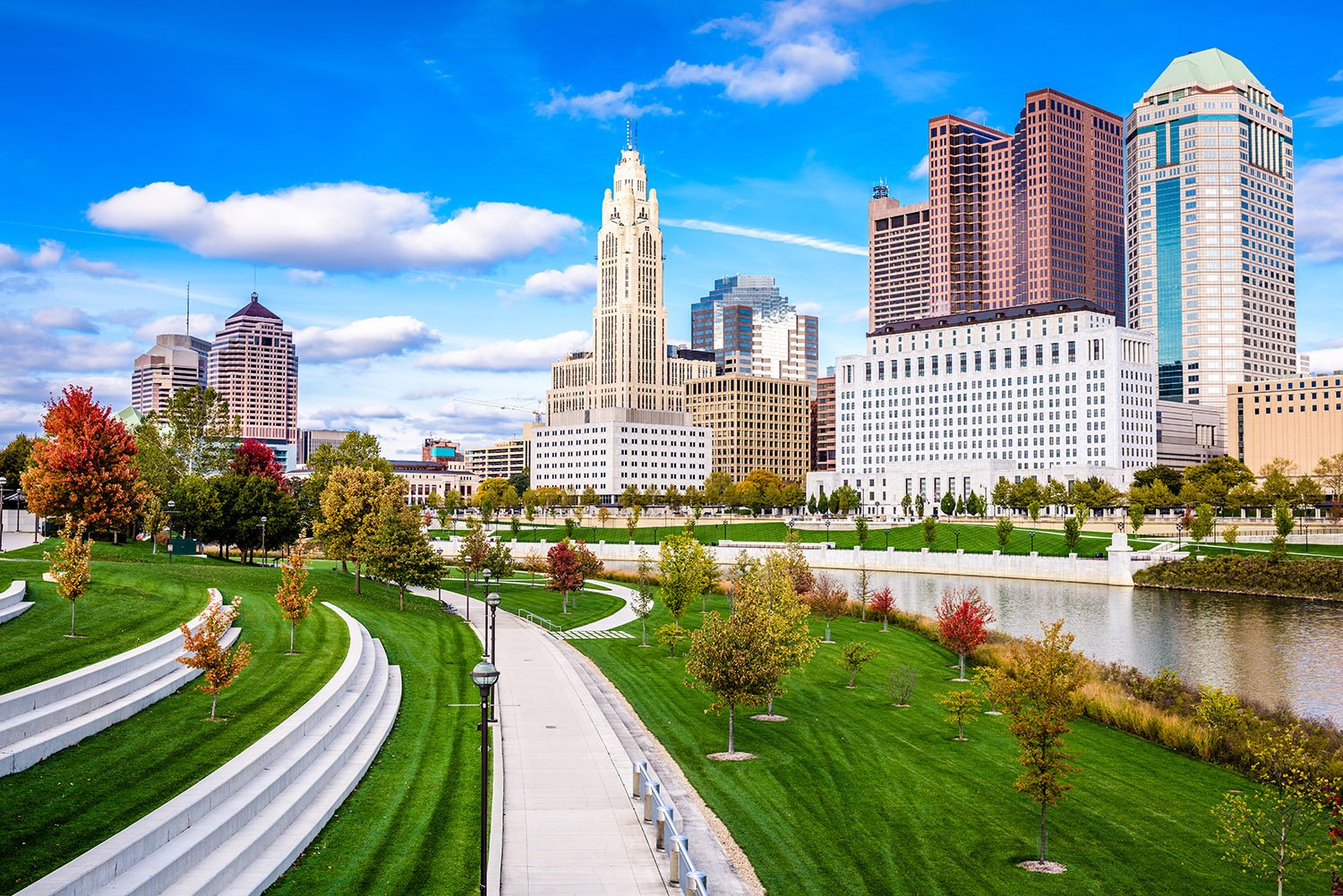 Columbus,,Ohio,,Usa,Skyline,On,The,Scioto,River.