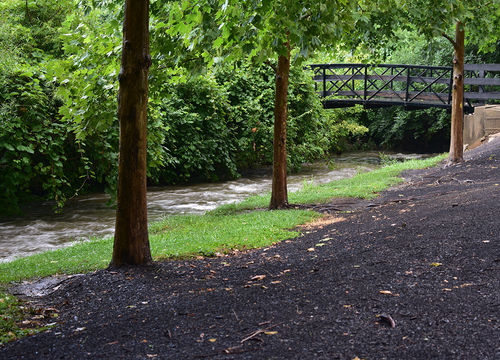 Grove,City,ohio/usa-august,14,2020,Rapid,Water,Rushing,Under,A,Bridge