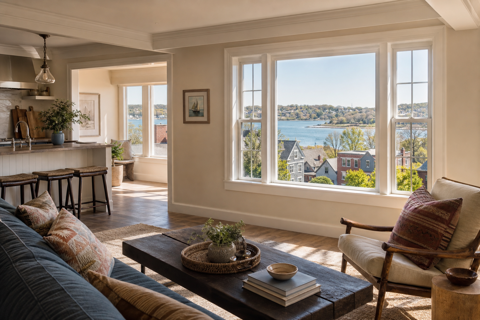 Sunlit room inside a Massachusetts home