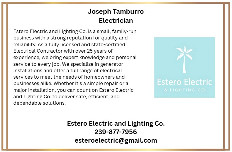 Joe Tamburro - Estero Electric Marketing Card
