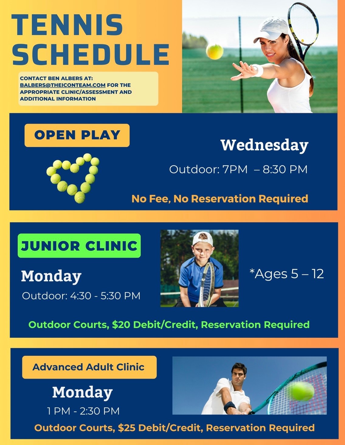Tennis Open Play and Lessons