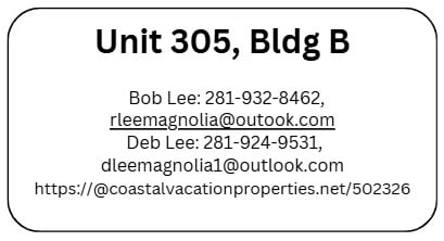 Unit 305B - Bob and Deb Lee