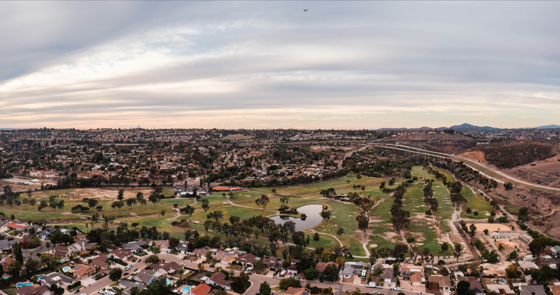 Bonita - Golf Course in Bonita, San Diego, California, aerial panoramic view