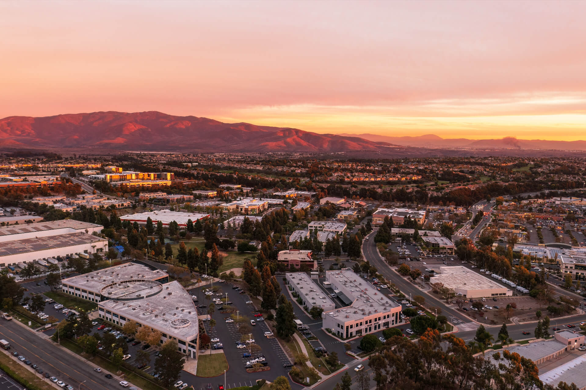 Chula Vista - Eastlake Chula Vista. Aerial view of commercial business buildings and shopping center.