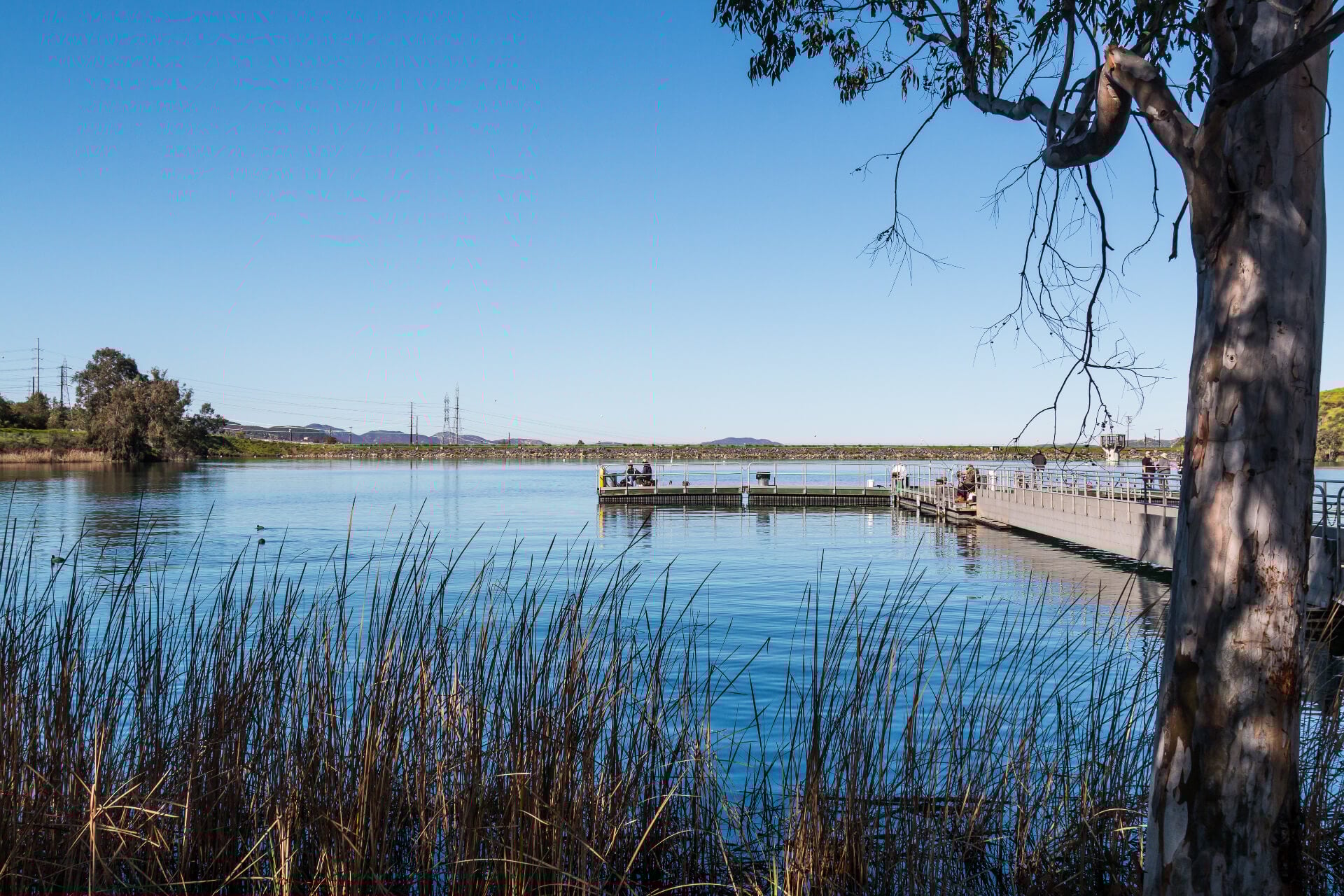 Lakeside - Floating fishing pier at Lake Jennings in Lakeside, California.