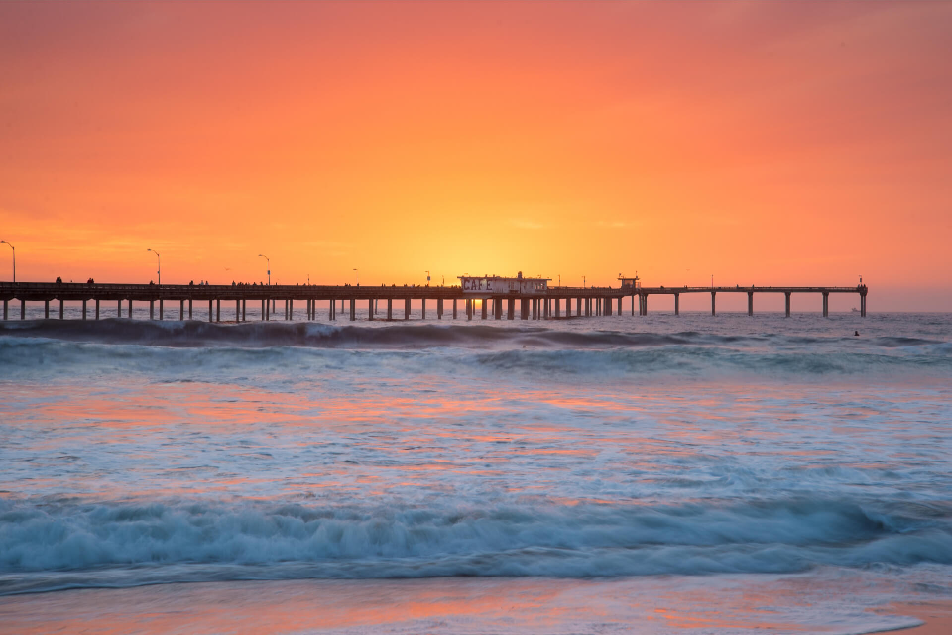 Ocean Beach - A vibrant sunset by the Ocean Beach pier in San Diego