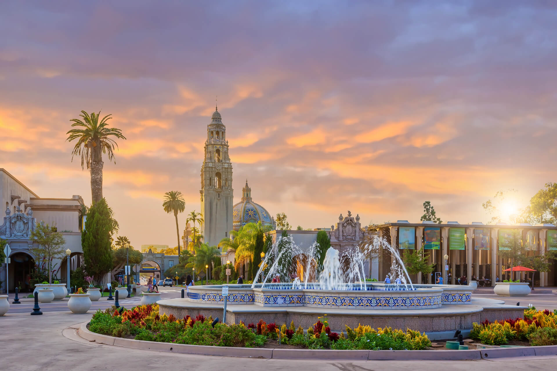 Balboa Park at sunset in San Diego