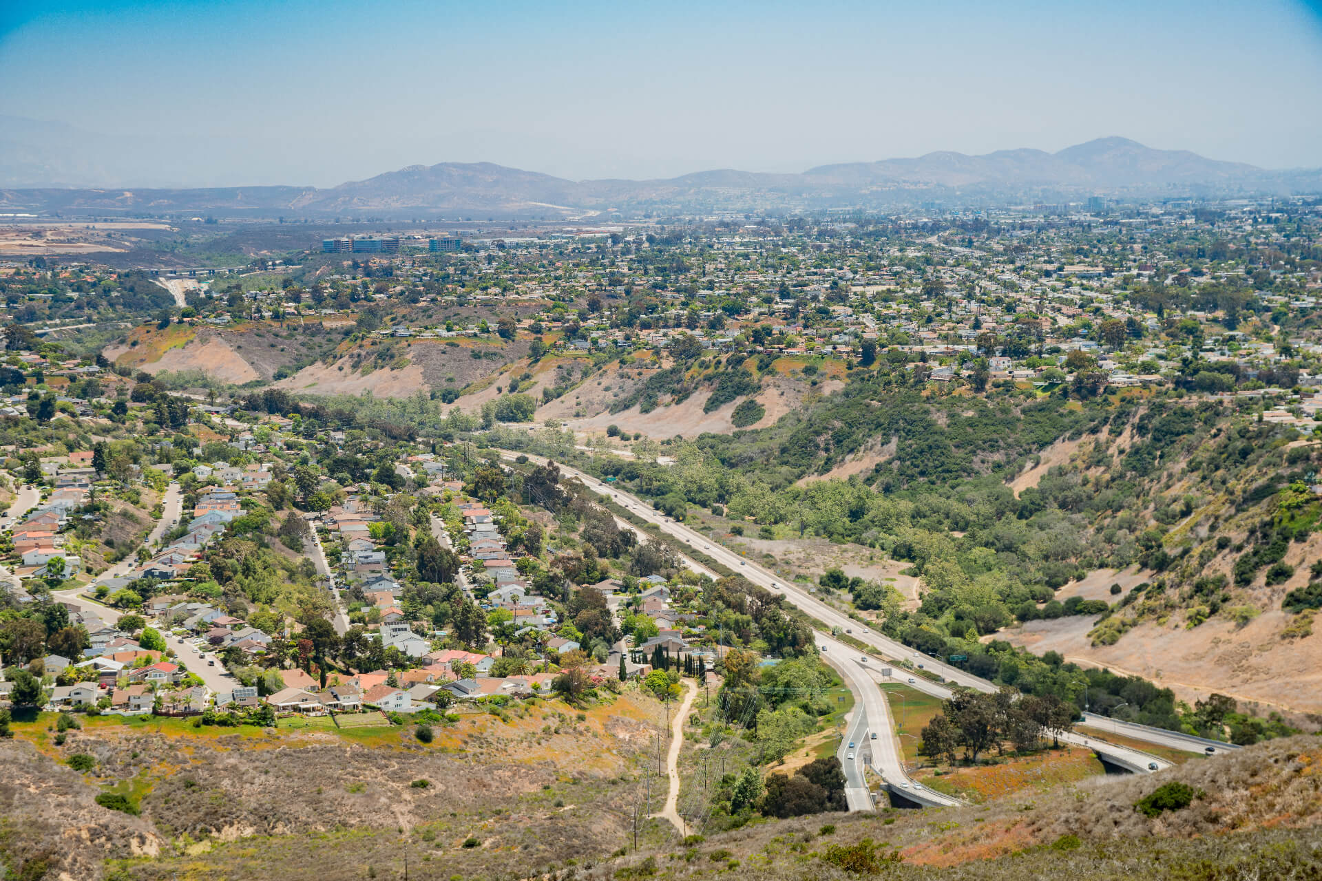 Mission Hills - Aerial view of the beautiful landscape and cityscape around La Jolla area from Mt. Soledad National Veterans Memorial, San Diego, California