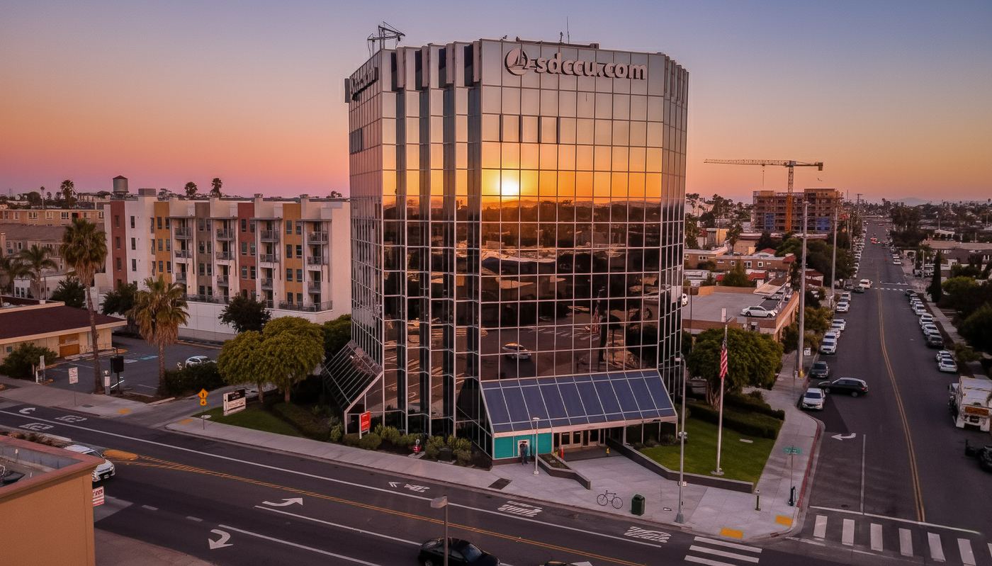 North Park office tower at sunset