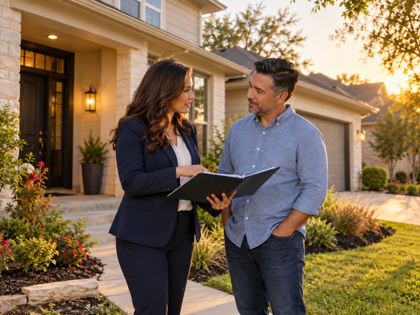 Houston homeowner meeting with a real estate agent about short sale options