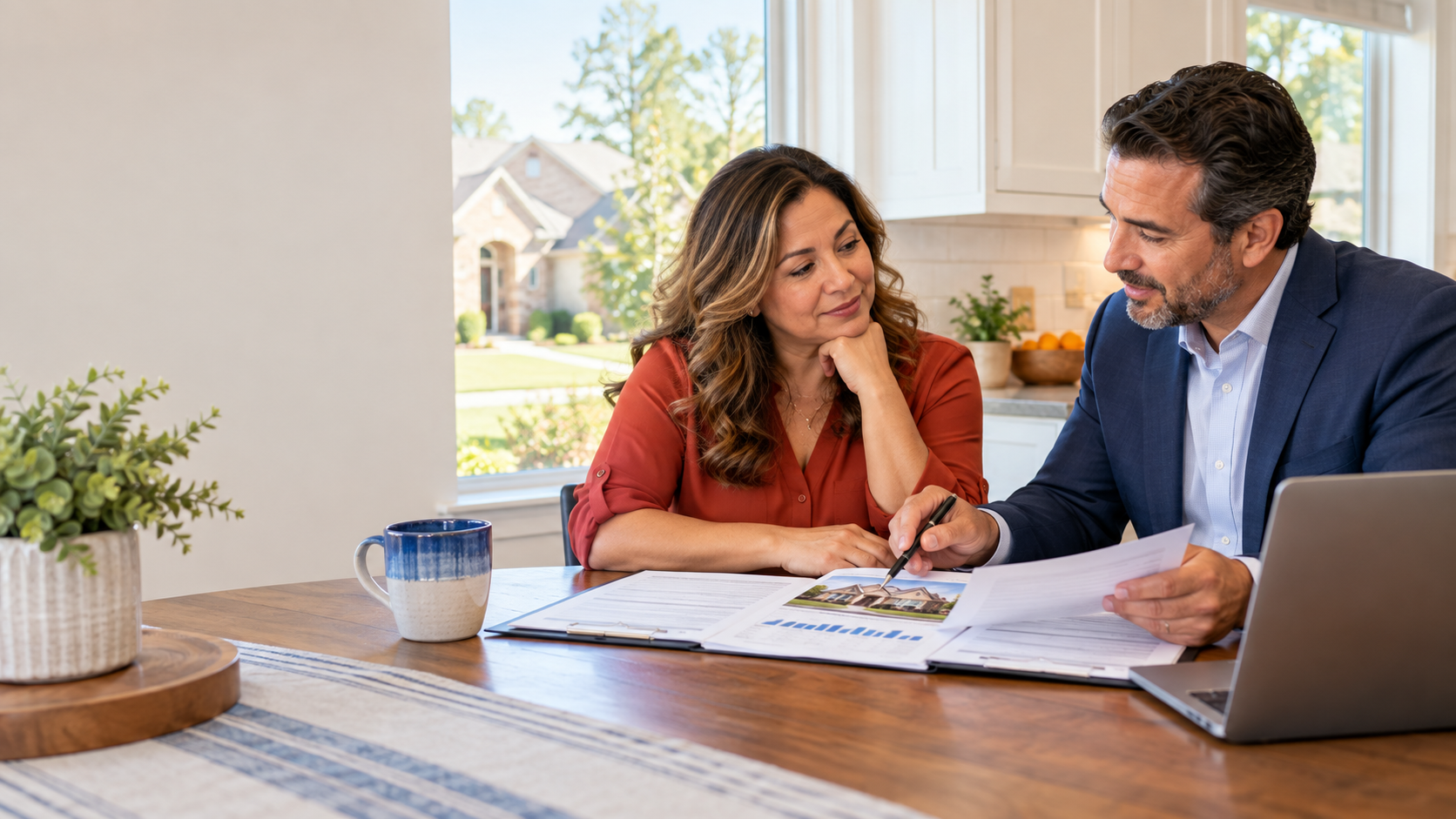Houston short sale real estate agent reviewing home sale options with a homeowner