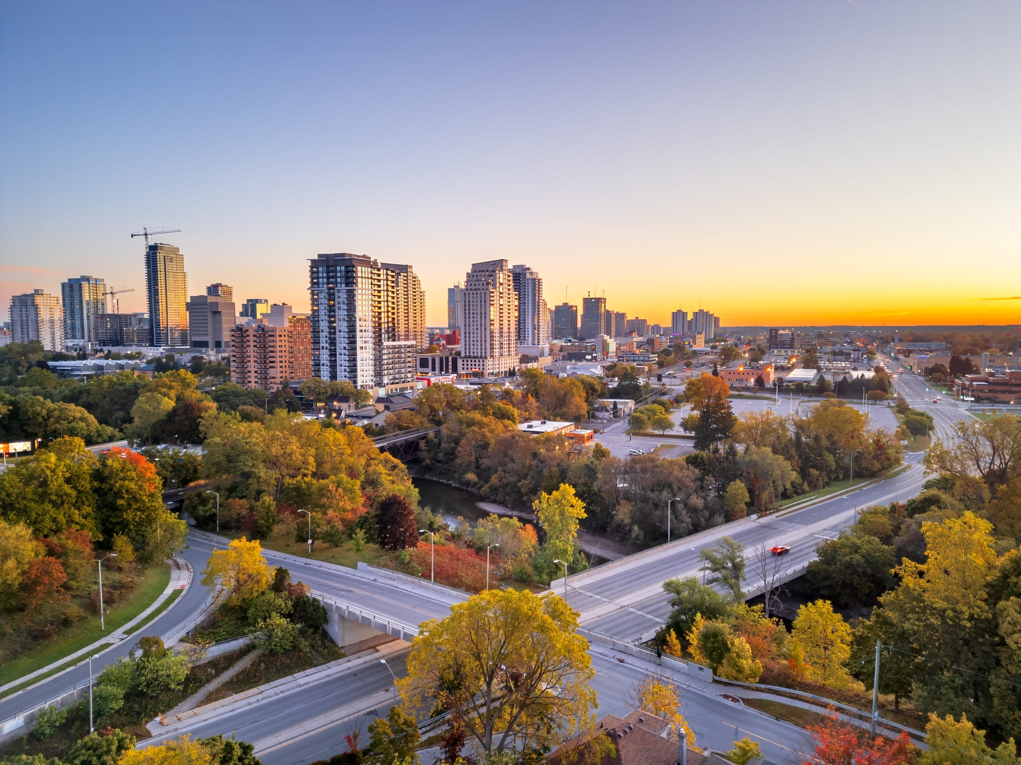 London, Ontario, Canada cityscape at dawn in autumn.