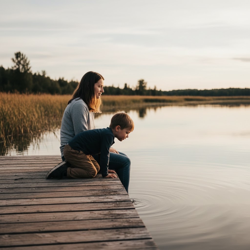 kemptville-single-mom-dock-evening