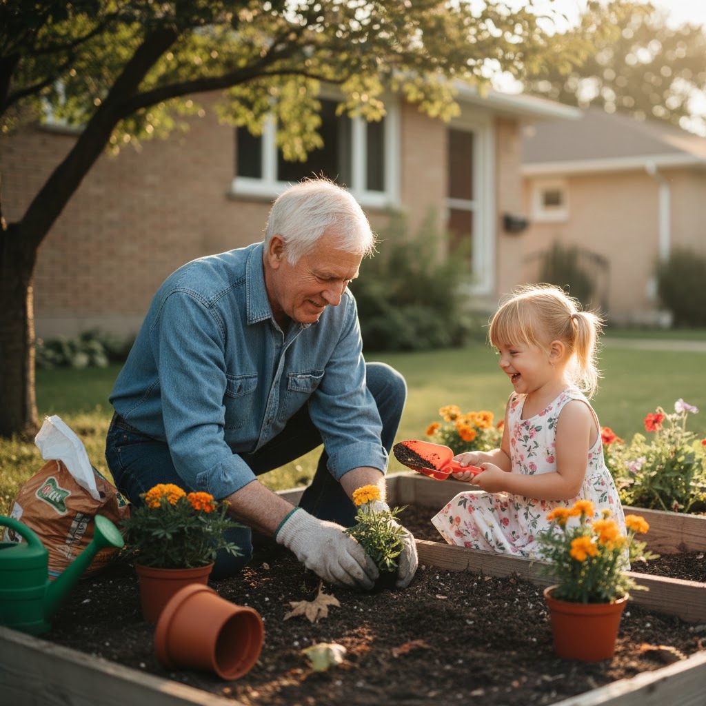 kemptville-grandfather-granddaughter-gardening
