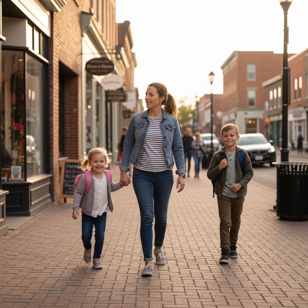 downtown-kemptville-mother-children-walking