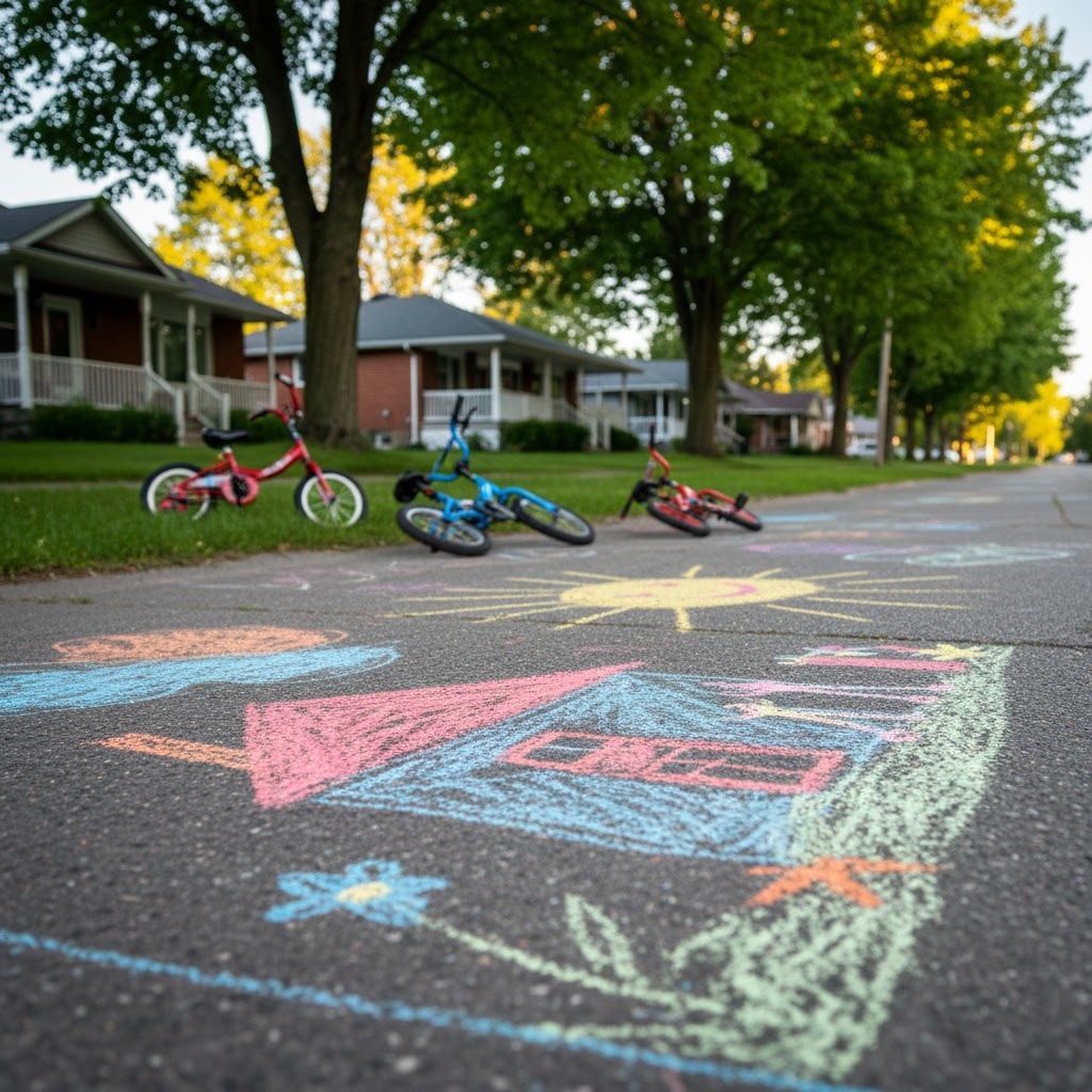 kids-bikes-chalk-street-kemptville-family-neighborhood