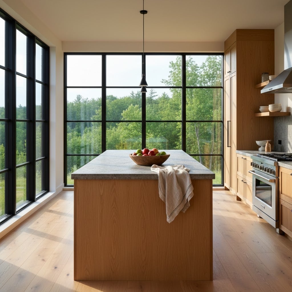 Luxury rural home interior with large windows in Eastern Ontario