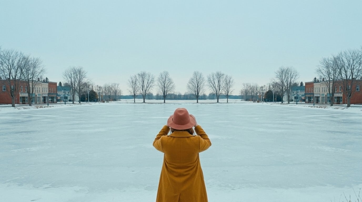 Person-yellow-coat-town-ontario-winter-real-estate-market-eastern-ontario-driscoll-peca