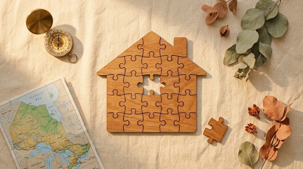 Puzzle-wood-shape-house-piece-missing-map-ontario-compas-eastern-ontario-affordability