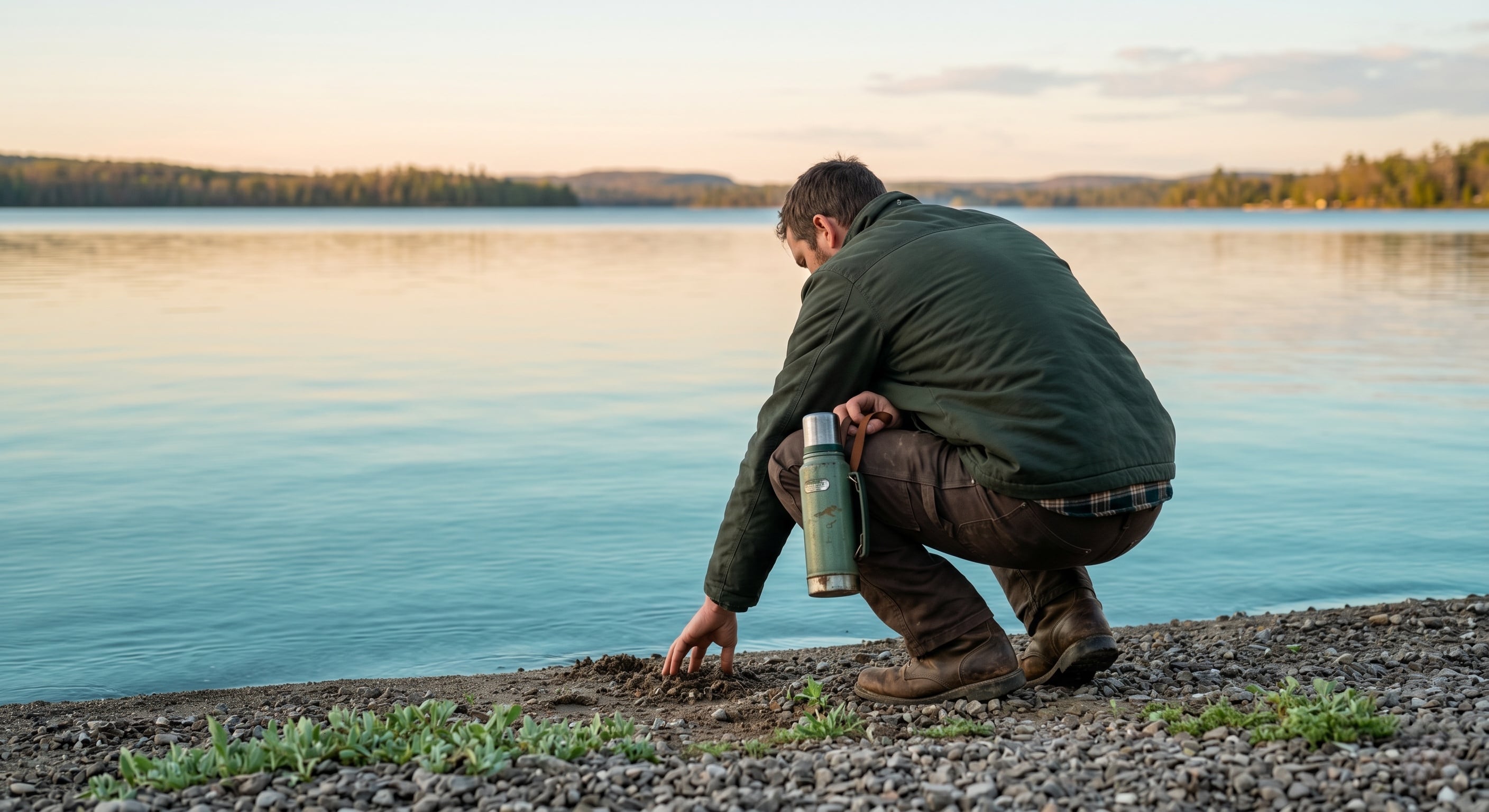 Shoreline inspection and soil evaluation on an Eastern Ontario waterfront property.