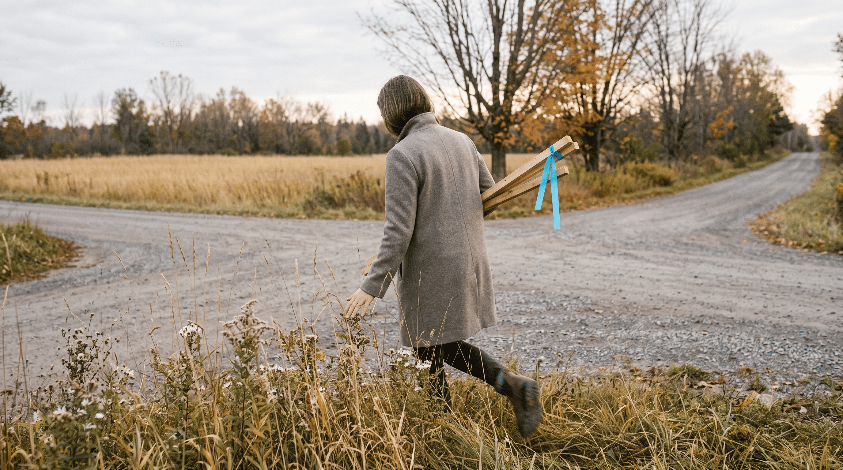 lot intersection with survey stakes EasternOntario