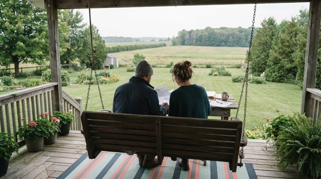 Canadian residents analyzing rural property costs in Kemptville, Eastern Ontario.