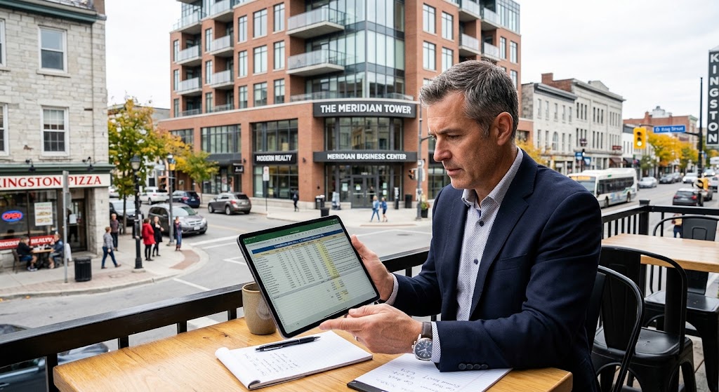 Commercial Real Estate Investor Analyzing Rent Roll Office Building in Kingston Eastern Ontario