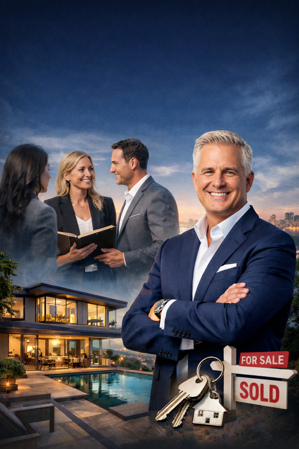 Luxury home sale with confident agents