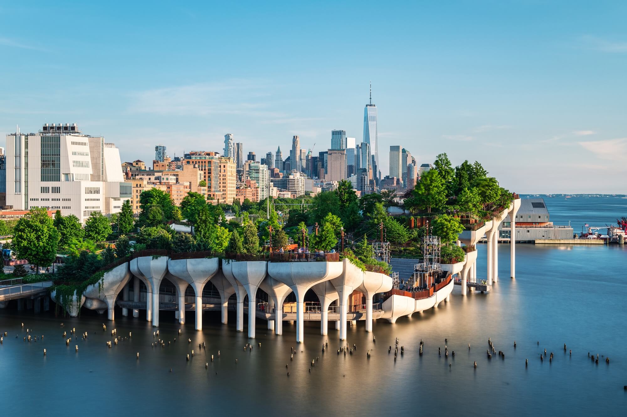 Little Island over the Hudson River in Chelsea, New York