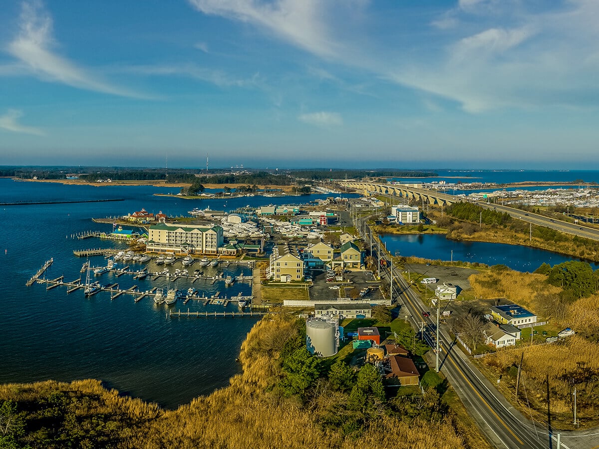 Aerial-panorama-of-Kent-Narrows-earliest-English-settlement-in-Maryland