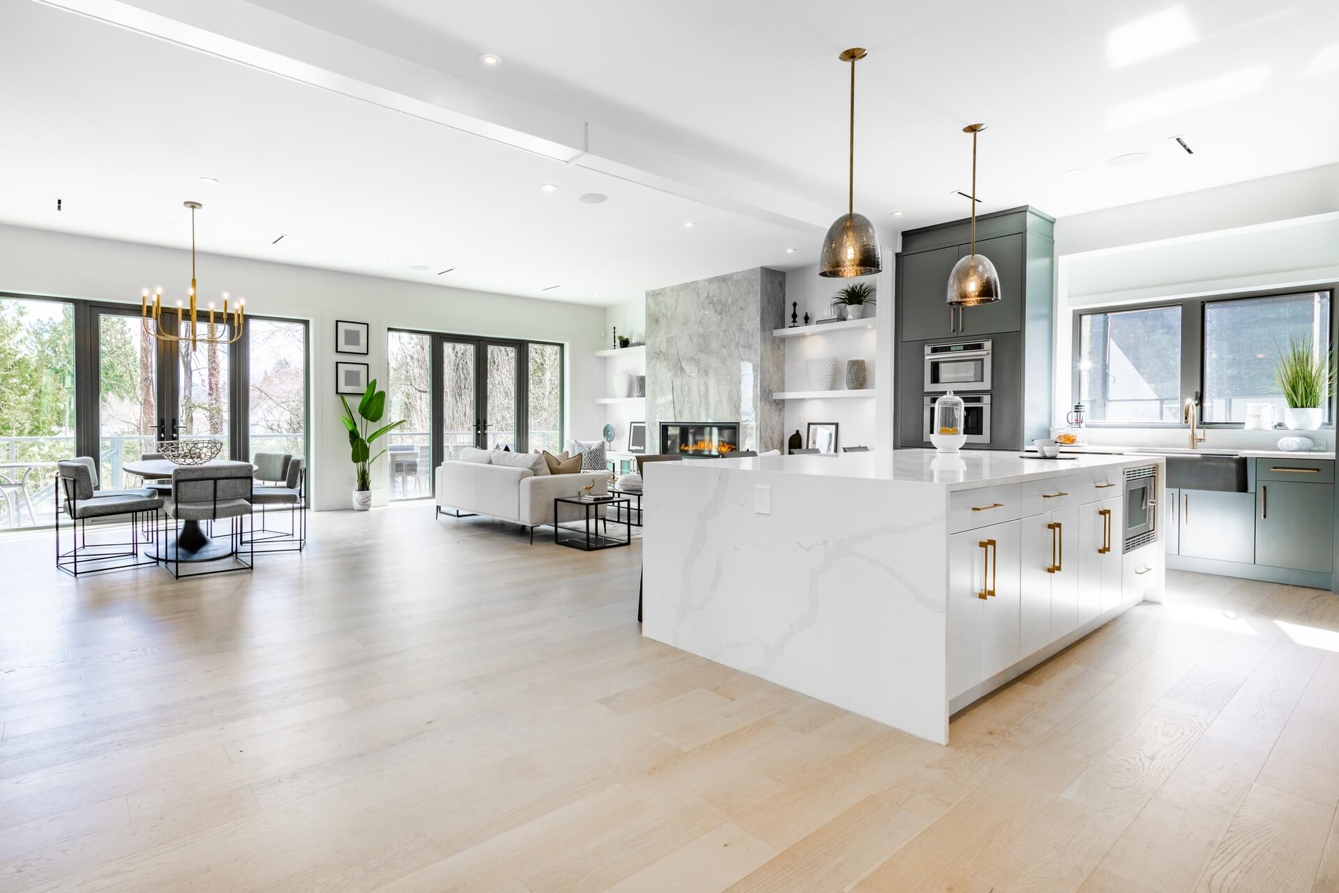 kitchen with grey cabinets
