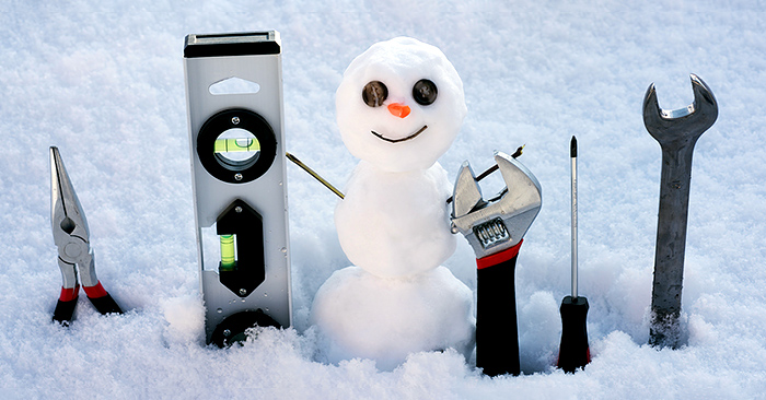 home renovations with snow man