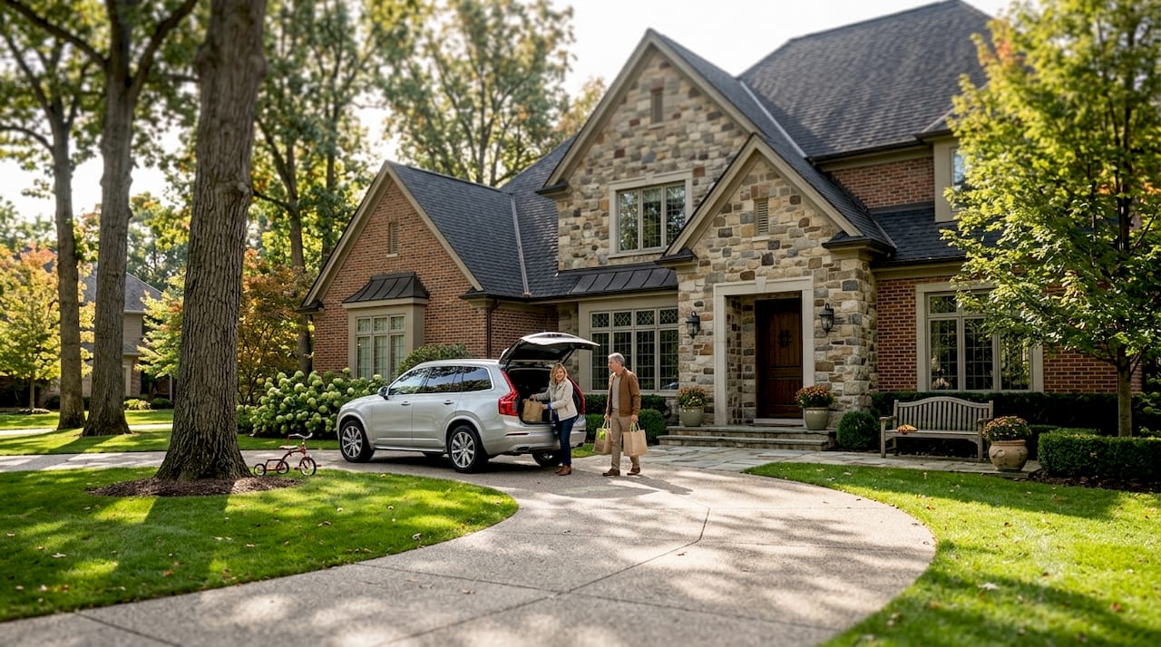 Bloomfield-Hills-Luxury-Stone-Home-Tree-Lined-Driveway-Couple-2026-TomGilliam-REMAXClassic-Homes2MoveYou