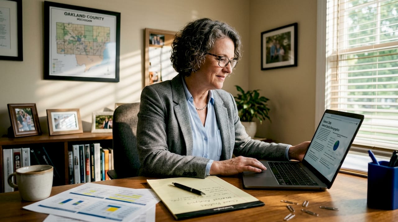 Agent-Reviewing-Oakland-County-Census-Data-Farmington-Hills-MI-TomGilliam-REMAXClassic