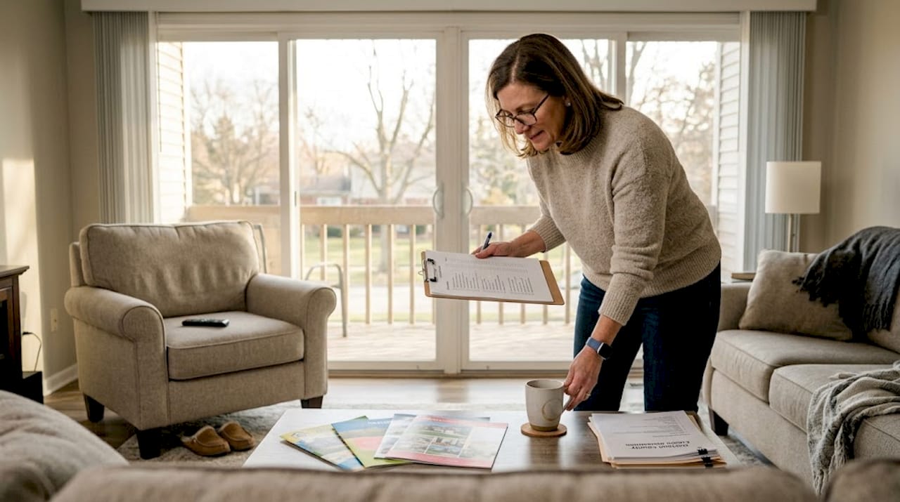 Condo-Owner-Reviewing-Checklist-Before-Sale-Oakland-County-Michigan-TomGilliam-REMAXClassic-Homes2MoveYou