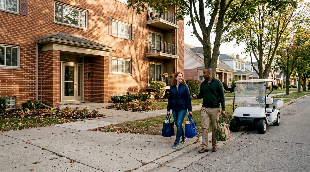 farmington-hills-condo-residents-outside-building-oakland-county