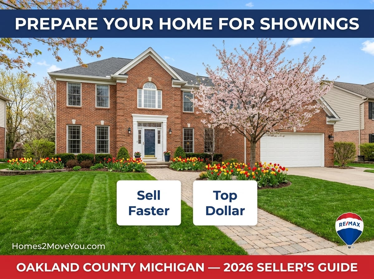 Prepare your home for showings in Oakland County Michigan — 2026 Seller's Guide by Realtor Tom Gilliam RE/MAX Classic Homes2MoveYou.com