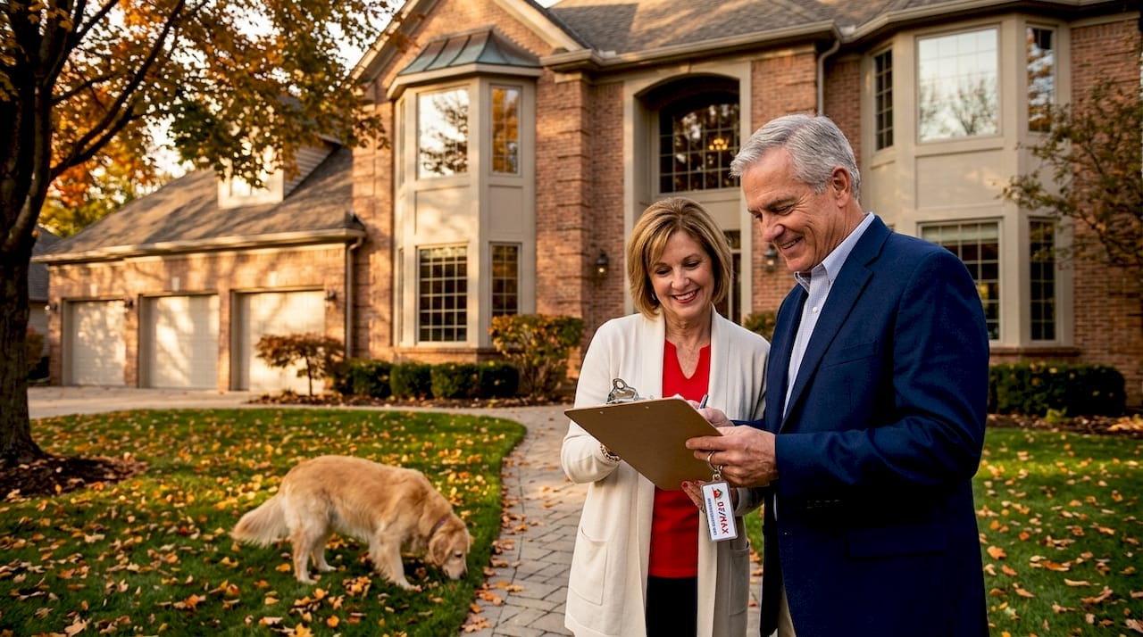 Tom Gilliam RE/MAX Classic — couple reviews plans outside luxury Farmington Hills Michigan home — luxury homes for sale Farmington Hills Michigan 2026 — Oakland County luxury real estate — Homes2MoveYou.com