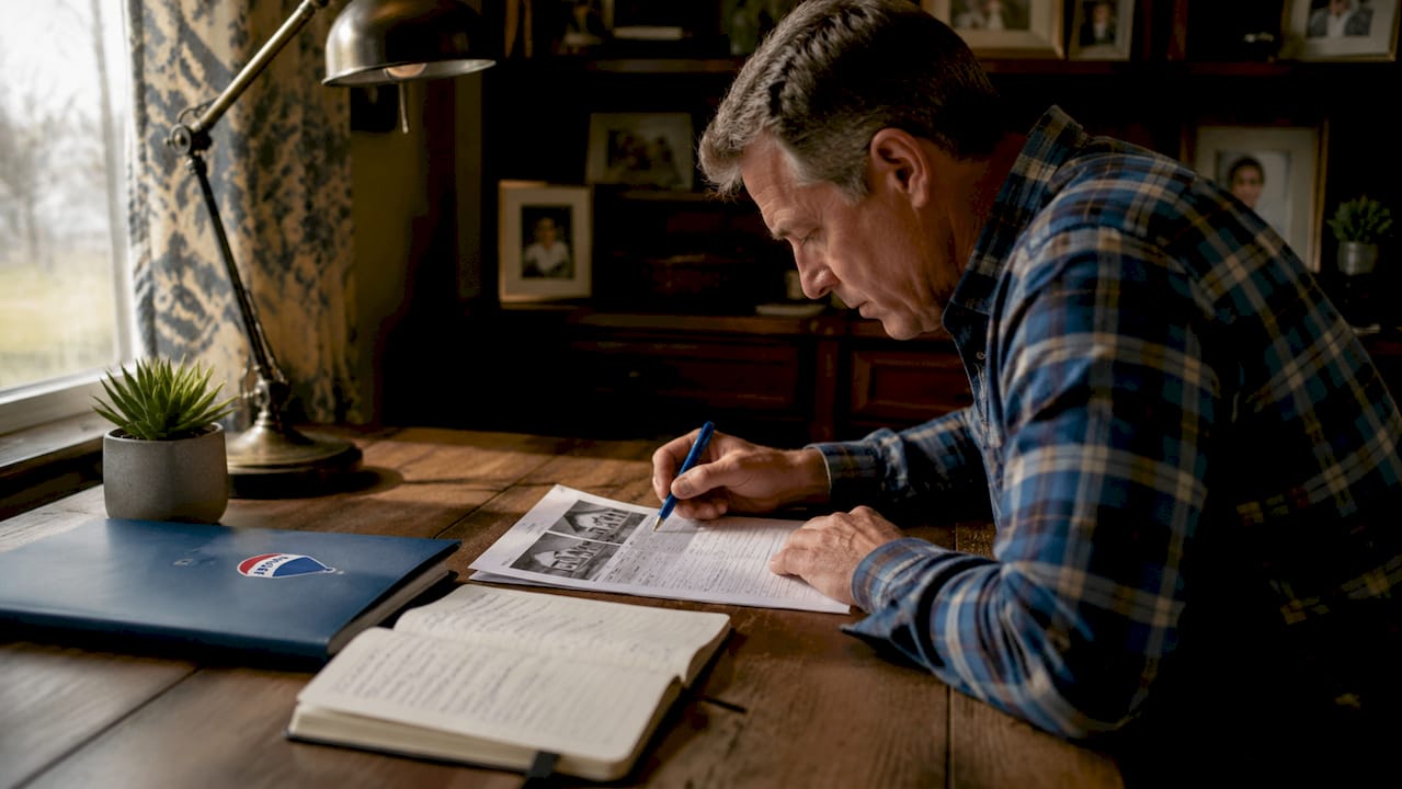 Buyer reviewing foreclosure home purchase documents at desk — How to Buy a Foreclosed Home in Oakland County Michigan 2026, Tom Gilliam RE/MAX Classic