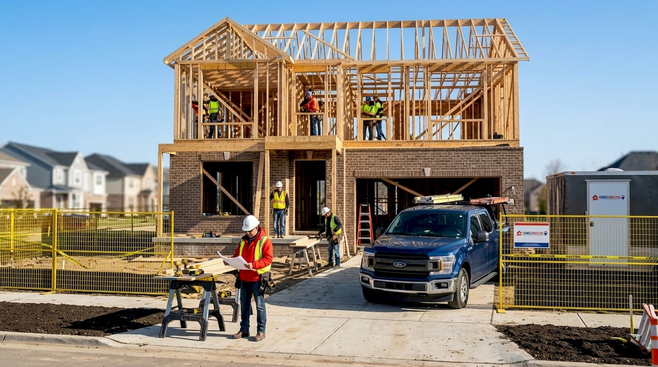 New construction homes Oakland County Michigan 2026 — brand new luxury home under construction — Tom Gilliam RE/MAX Classic Farmington Hills Michigan — Homes2MoveYou.com 248-790-5594