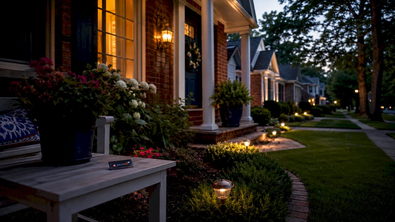 Real estate appraisal Oakland County Michigan — beautifully lit Farmington Hills brick home exterior at dusk with manicured landscaping and Homes2MoveYou branding 2026